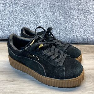 Puma Fenty By Rihanna Womens Size 6 Black Creeper Suede Platform Sneakers